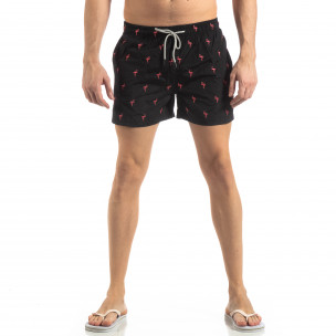 Costum de baie de bărbați negru motiv Flamingo - FASHIONMIX.RO Costum de baie de bărbați negru motiv Flamingo