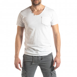 Tricou alb de bărbați stil Vintage - FASHIONMIX.RO Tricou alb de bărbați stil Vintage