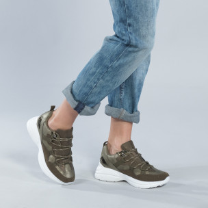 Pantofi sport de dama în verde militar - FASHIONMIX.RO Pantofi sport de dama în verde militar