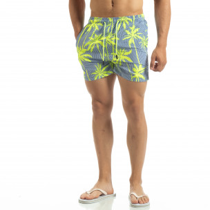 Costum de baie în dungi de bărbați motiv Palm pe neon - FASHIONMIX.RO Costum de baie în dungi de bărbați motiv Palm pe neon