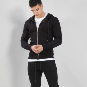 Hanorac negru Basic din bumbac pentru bărbați - FASHIONMIX.RO Hanorac negru Basic din bumbac pentru bărbați