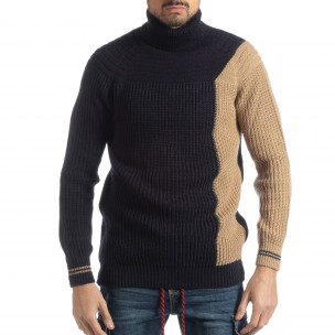 Pulover pentru bărbați în albastru și bej - FASHIONMIX.RO Pulover pentru bărbați în albastru și bej