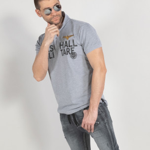 Tricou polo gri Marshall Militare pentru bărbați - FASHIONMIX.RO Tricou polo gri Marshall Militare pentru bărbați