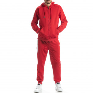 Set sportiv pentru bărbați roșu cu benzi albe - FASHIONMIX.RO Set sportiv pentru bărbați roșu cu benzi albe