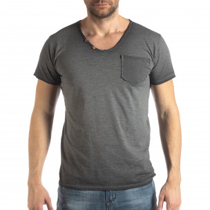 Tricou gri de bărbați stil Vintage - FASHIONMIX.RO Tricou gri de bărbați stil Vintage