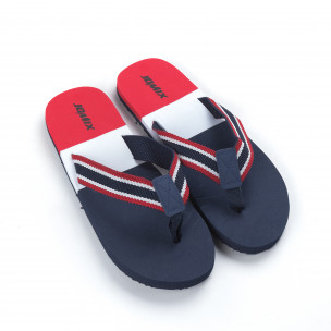 Șlapi de bărbați tricolori cu albastru - FASHIONMIX.RO Șlapi de bărbați tricolori cu albastru
