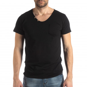 Tricou negru de bărbați stil Vintage - FASHIONMIX.RO Tricou negru de bărbați stil Vintage