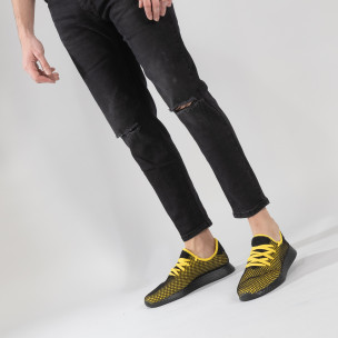 Adidași ultra ușori în negru și galben Mesh pentru bărbați - FASHIONMIX.RO Adidași ultra ușori în negru și galben Mesh pentru bărbați