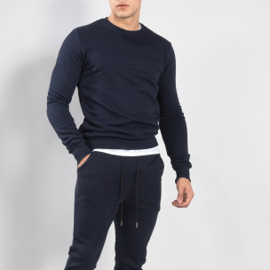 Bluză de bărbați Basic bleumarin din bumbac - FASHIONMIX.RO Bluză de bărbați Basic bleumarin din bumbac