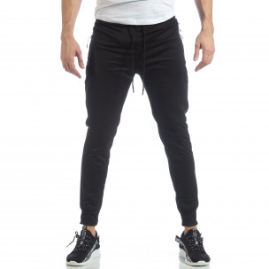 Jogger tip Biker negru pentru bărbați - FASHIONMIX.RO Jogger tip Biker negru pentru bărbați