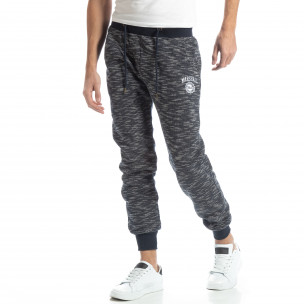 Pantaloni sport groși în melanj albastru pentru bărbați - FASHIONMIX.RO Pantaloni sport groși în melanj albastru pentru bărbați