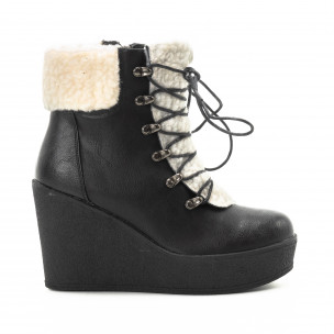 Botine negre cu platforma pentru dama - FASHIONMIX.RO Botine negre cu platforma pentru dama