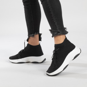 Pantofi sport de dama negri Chunky tip șosetă - FASHIONMIX.RO Pantofi sport de dama negri Chunky tip șosetă