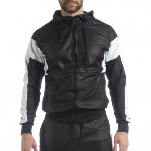 Hanorac pentru bărbați negru cu alb - FASHIONMIX.RO Hanorac pentru bărbați negru cu alb
