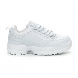 Pantofi sport albi Chunky pentru dama - FASHIONMIX.RO Pantofi sport albi Chunky pentru dama