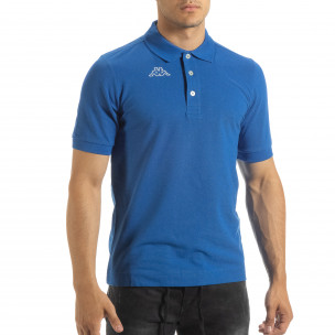Polo shirt albastru de bărbați Kappa regular fit - FASHIONMIX.RO Polo shirt albastru de bărbați Kappa regular fit