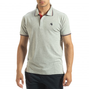Tricou polo shirt gri pentru bărbați - FASHIONMIX.RO Tricou polo shirt gri pentru bărbați