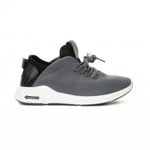 Adidași în gri și negru din material textil pentru bărbați - FASHIONMIX.RO Adidași în gri și negru din material textil pentru bărbați