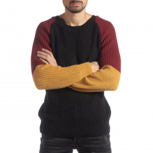 Pulover pentru bărbați în negru, galben și roșu - FASHIONMIX.RO Pulover pentru bărbați în negru, galben și roșu