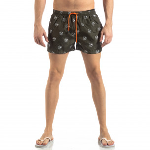 Costum de baie verde de bărbați Skull cu șiret neon - FASHIONMIX.RO Costum de baie verde de bărbați Skull cu șiret neon