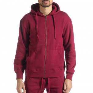 Hanorac basic pentru bărbați bordo din bumbac - FASHIONMIX.RO Hanorac basic pentru bărbați bordo din bumbac