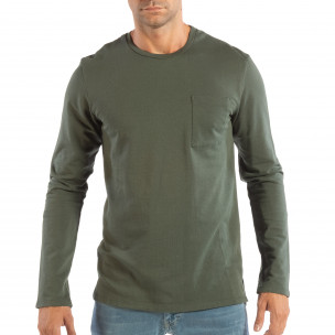 Bluză pentru bărbați verde basic din bumbac - FASHIONMIX.RO Bluză pentru bărbați verde basic din bumbac