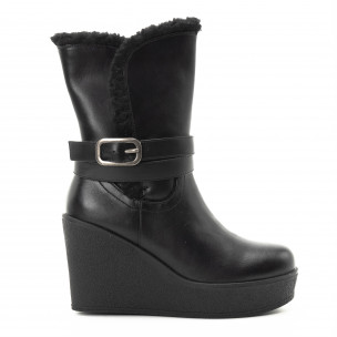 Botine de dama negre cu platforma înaltă - FASHIONMIX.RO Botine de dama negre cu platforma înaltă