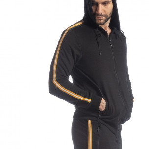 Hanorac pentru bărbați negru 5 striped - FASHIONMIX.RO Hanorac pentru bărbați negru 5 striped