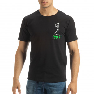 Tricou de bărbați negru Pray Trust - FASHIONMIX.RO Tricou de bărbați negru Pray Trust