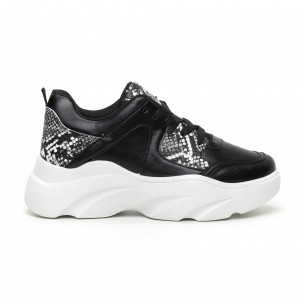 Pantofi sport de dama negri cu talpă voluminoasă - FASHIONMIX.RO Pantofi sport de dama negri cu talpă voluminoasă