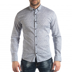 Cămașă de bărbați Slim fit albă cu imprimeu floral - FASHIONMIX.RO Cămașă de bărbați Slim fit albă cu imprimeu floral