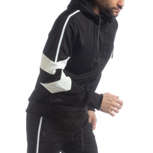Hanorac pentru bărbați negru cu V benzi - FASHIONMIX.RO Hanorac pentru bărbați negru cu V benzi