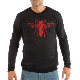 Bluză neagră matlasată pentru bărbați cu broderie - FASHIONMIX.RO Bluză neagră matlasată pentru bărbați cu broderie