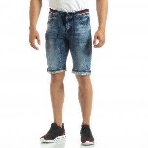 Bermude de blugi albaștri cu manșete pentru bărbați - FASHIONMIX.RO Bermude de blugi albaștri cu manșete pentru bărbați