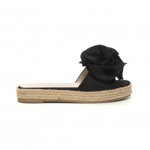Papuci de dama negri tip espadrile - FASHIONMIX.RO Papuci de dama negri tip espadrile