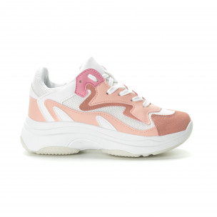 Pantofi sport de dama roz cu talpă înaltă - FASHIONMIX.RO Pantofi sport de dama roz cu talpă înaltă