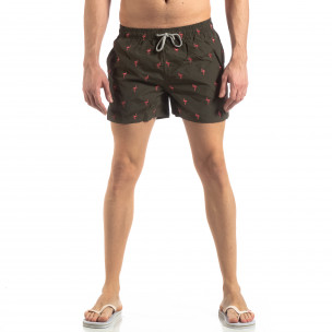 Costum de baie de bărbați verde motiv Flamingo - FASHIONMIX.RO Costum de baie de bărbați verde motiv Flamingo