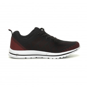 Adidași de bărbați din țesătură tehnică neagră și roșie - FASHIONMIX.RO Adidași de bărbați din țesătură tehnică neagră și roșie