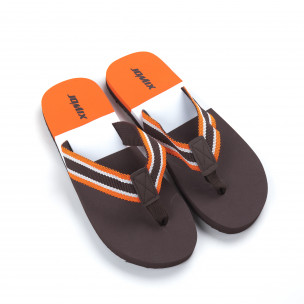 Șlapi de bărbați tricolori cu maro - FASHIONMIX.RO Șlapi de bărbați tricolori cu maro