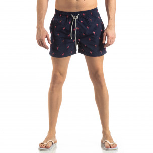 Costum de baie de bărbați albastru motiv Flamingo - FASHIONMIX.RO Costum de baie de bărbați albastru motiv Flamingo