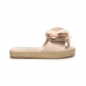 Papuci de dama bej tip espadrile - FASHIONMIX.RO Papuci de dama bej tip espadrile