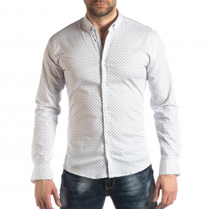 Cămașă de bărbați albă cu imprimeu cruce - FASHIONMIX.RO Cămașă de bărbați albă cu imprimeu cruce