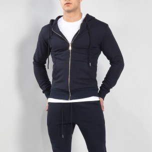 Hanorac bleumarin Basic din bumbac pentru bărbați - FASHIONMIX.RO Hanorac bleumarin Basic din bumbac pentru bărbați