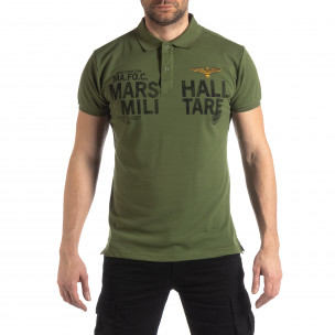 Tricou polo verde Marshall Militare pentru bărbați - FASHIONMIX.RO Tricou polo verde Marshall Militare pentru bărbați