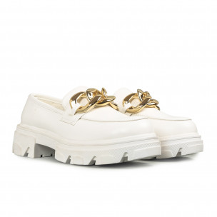 Pantofi cu platforma de dama Fashion&Bella albe 2