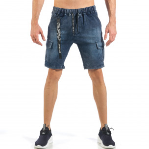 Pantaloni scurți de bărbați albaștri cu buzunare cargo - FASHIONMIX.RO Pantaloni scurți de bărbați albaștri cu buzunare cargo
