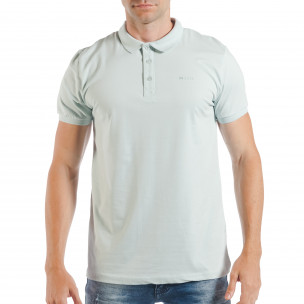 Tricou cu guler verde deschis basic pentru bărbați - FASHIONMIX.RO Tricou cu guler verde deschis basic pentru bărbați