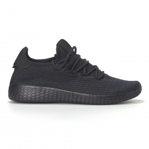 Adidași de bărbați negri All-black cu talpa ușoara - FASHIONMIX.RO Adidași de bărbați negri All-black cu talpa ușoara
