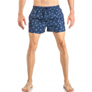 Costum de baie pentru bărbați albastru marin cu coroane - FASHIONMIX.RO Costum de baie pentru bărbați albastru marin cu coroane