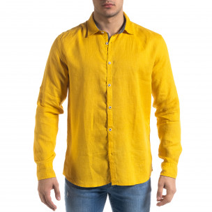 Cămașă cu mânecă lungă bărbați RNT23 galbenă - FASHIONMIX.RO Cămașă cu mânecă lungă bărbați RNT23 galbenă